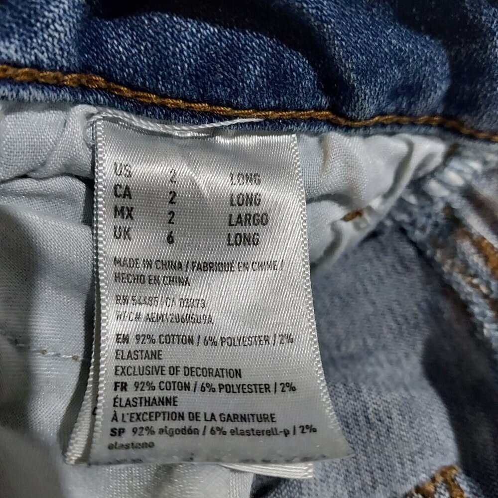 American Eagle Super Stretch X Skinny Denim Jeans Size 2 Long Slight Distressed - Picture 7 of 11